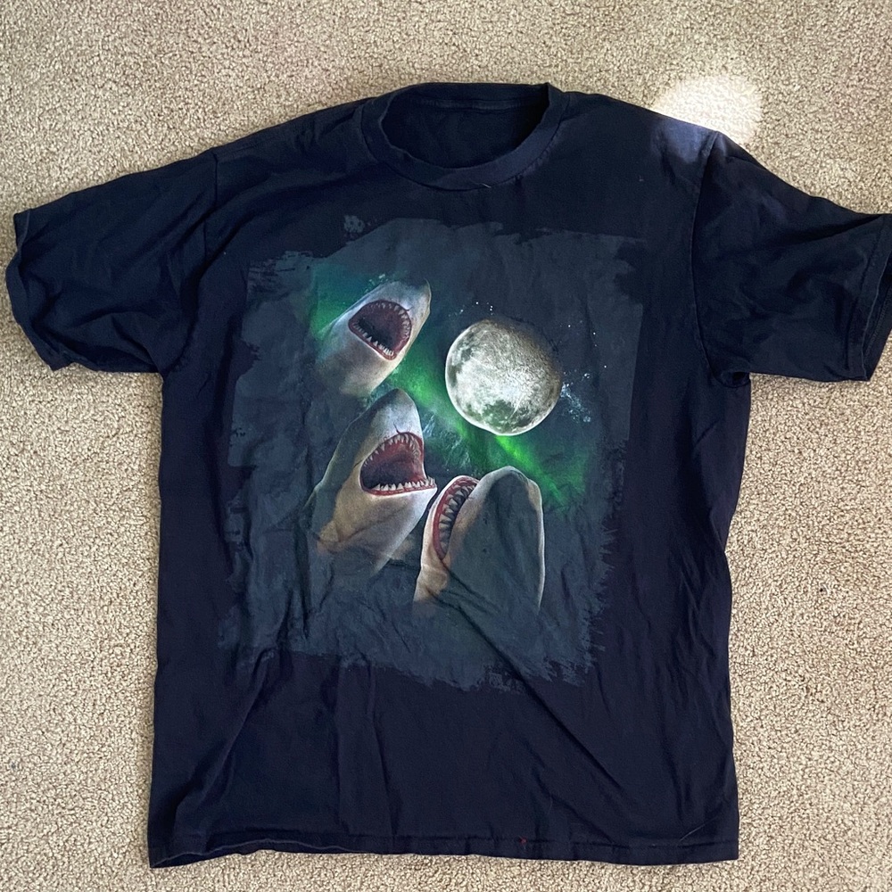 Black Graphic Shark T-Shirt